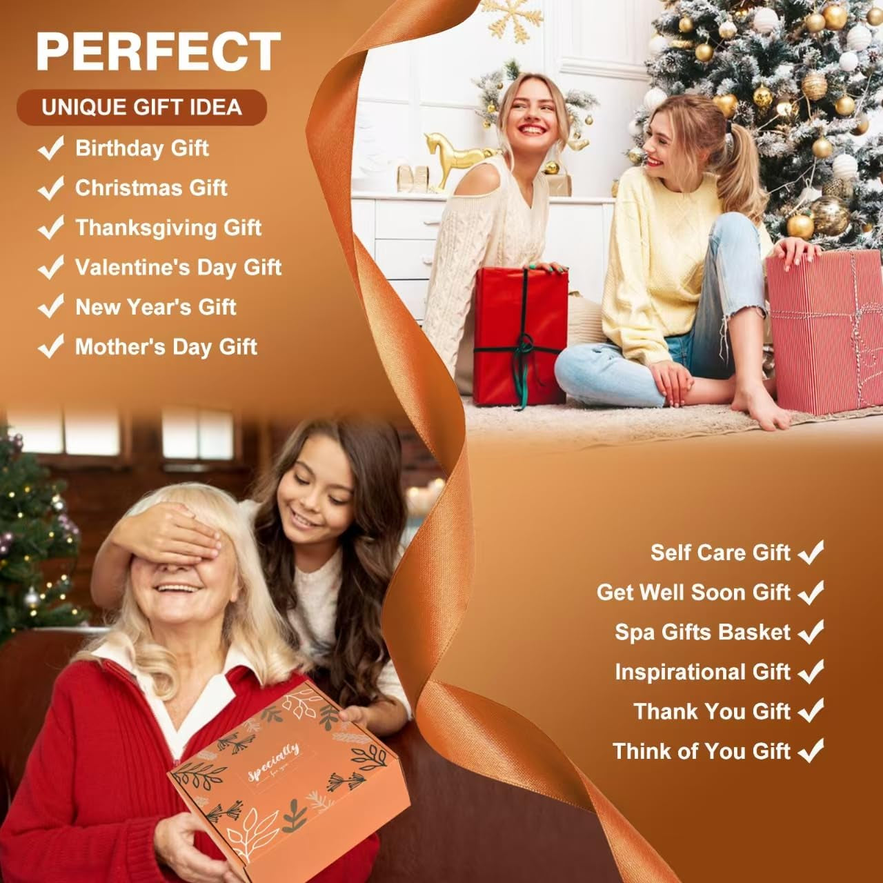 Fall Gifts for Women Orange,Halloween, Birthday Gifts for Mom Her Wife Friend W/Fall Candle,Fall Home Decor,Self Care Get Well Gifts Spa Set, Christmas Thanksgiving Halloween,Boo Basket Gifts Box Cozy